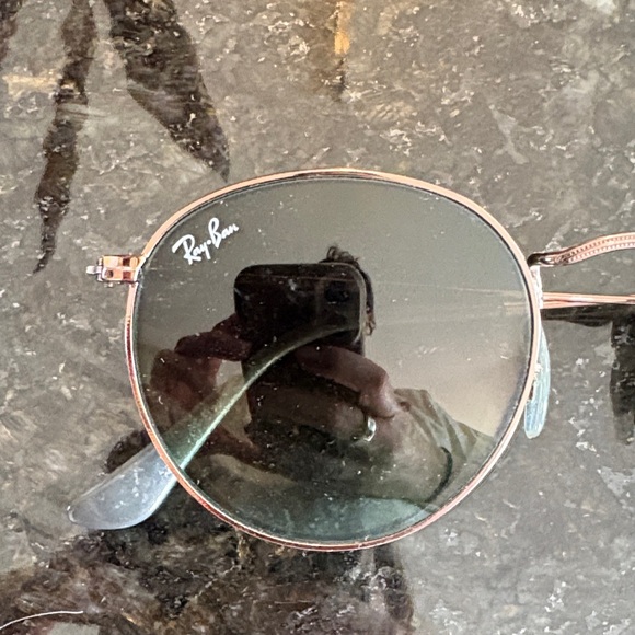 Ray-Ban Round Rose Gold Frame Sunglasses with Green Lenses main image 4